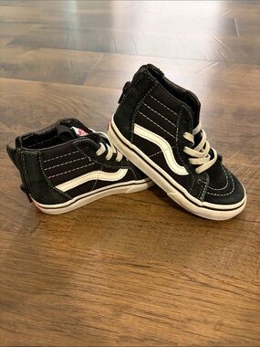 Vans Kids Black High-Top Sneakers with White Stripe